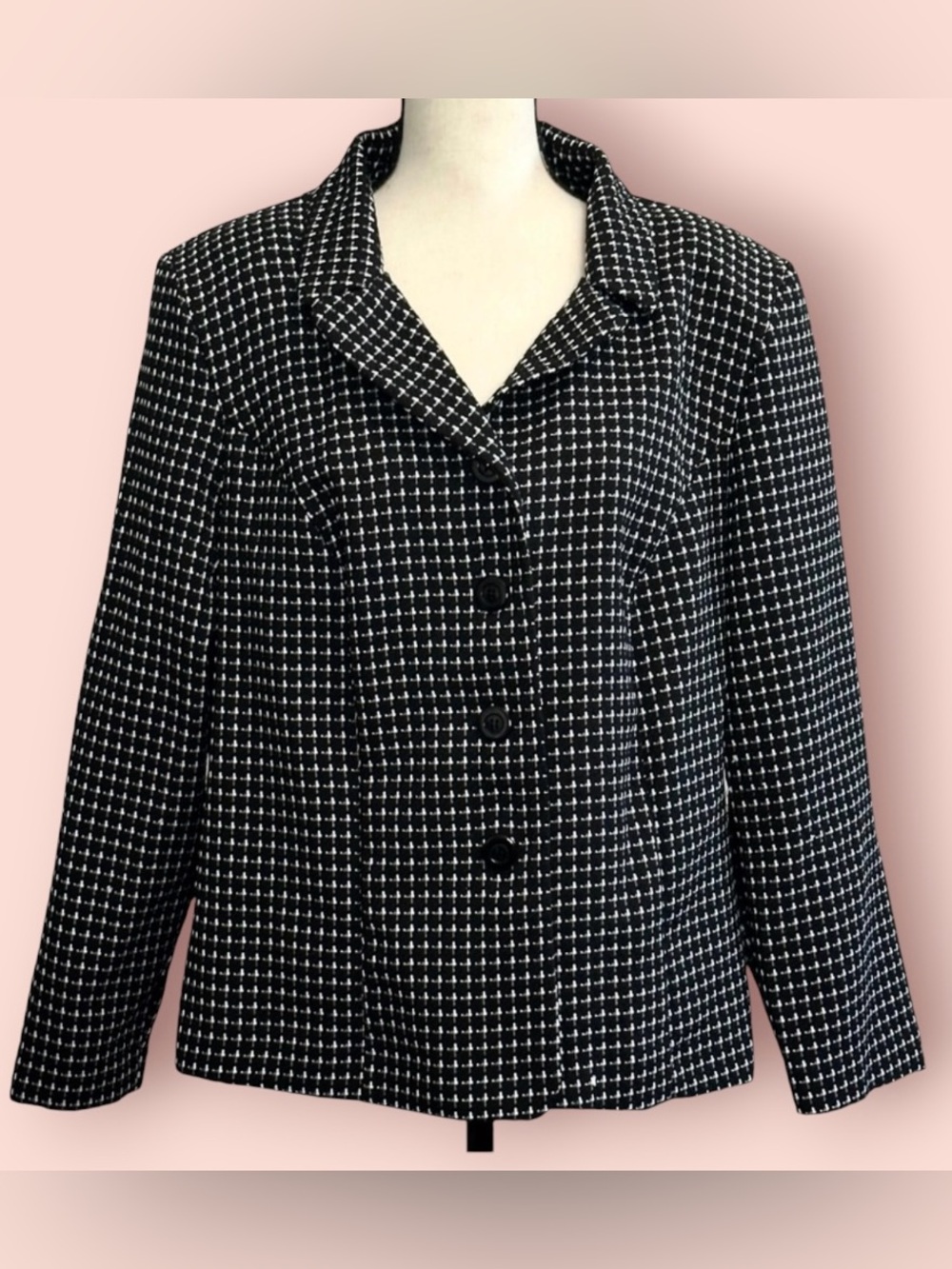 3/$10 Spago Collection Blazer 18W Black Textured Jacket
